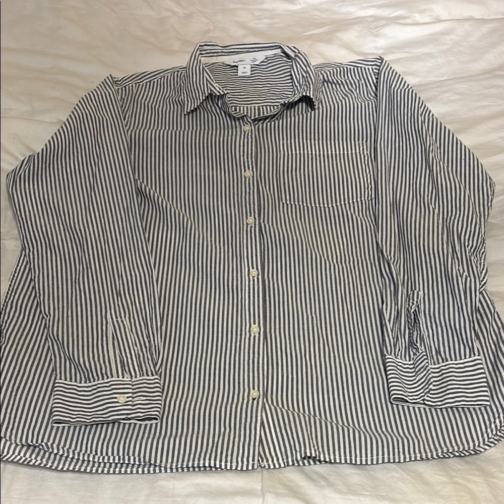 Old Navy White and Blue Striped Blouse